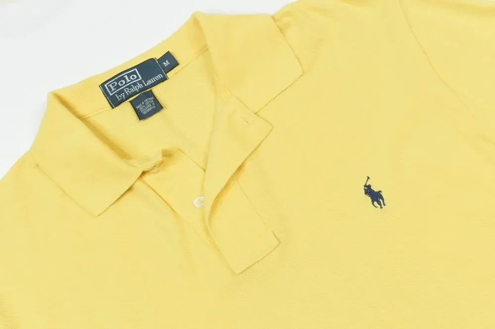 Vintage Polo Ralph Lauren Polo Shirt Mens Medium Yellow Long Sleeve Cotton